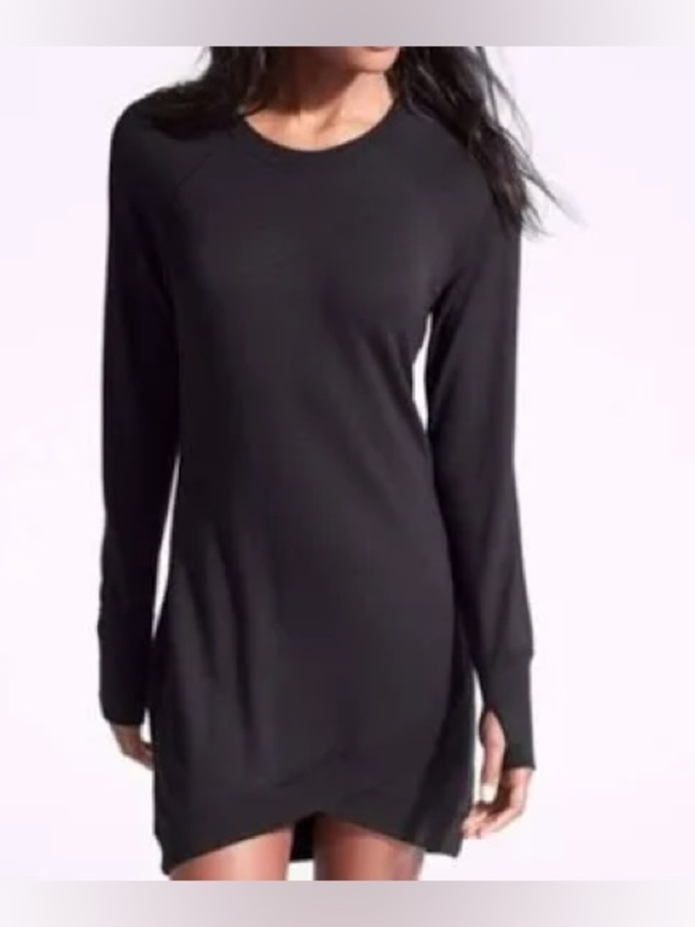 Athleta Criss-Cross Long Sleeve Black Dress S tall